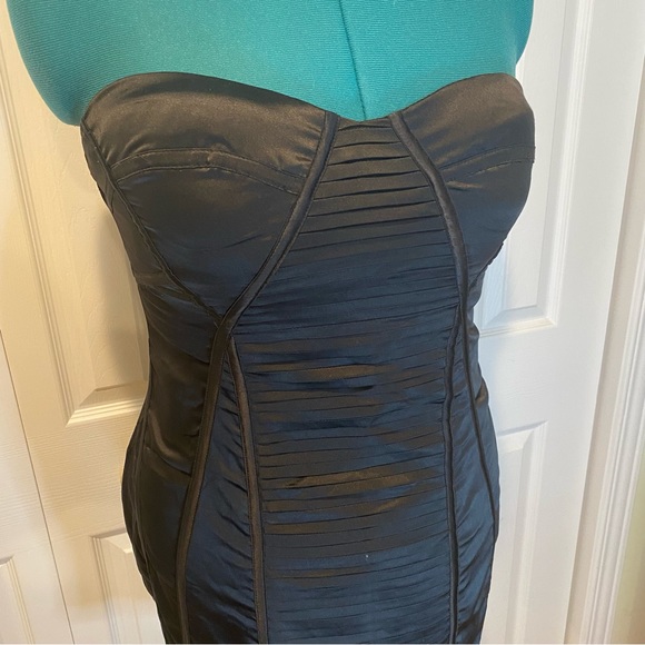 BUFFALO Mini Strapless Sexy Satin Black Mini Dress. Size Large - Picture 2 of 16